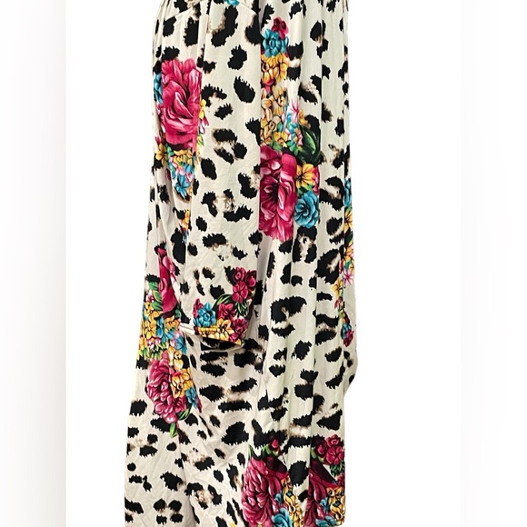 Southern Charm Women's Black Leopard Print and Floral Kimono Duster P - Picture 3 of 8